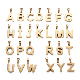 Placage ionique (ip) 304 pendentifs lettres en acier inoxydable, polissage manuel, alphabet
