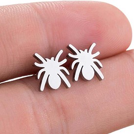 Stainless Steel Spider Earrings Cute Animal Studs Halloween Gift