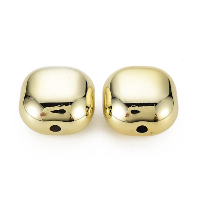 UV Plating Acrylic European Large Hole Beads, Rectangle