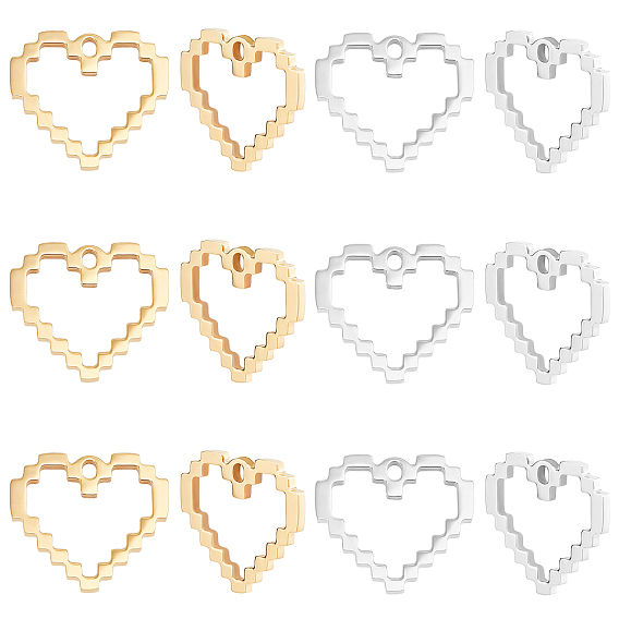 12 шт. 2 цвета 304 подвески из нержавеющей стали, сердце