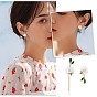 Daisy & Bee Enamel Asymmetric Earrings, Golden Alloy Long Tassel Dangle Stud Earrings for Women