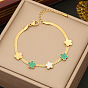 Fashionable Stainless Steel Necklace Set with Green Flower Pendant - N1165