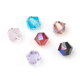 Electroplate Glass Beads, AB Color Plated, Faceted, Bicone