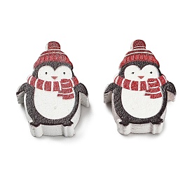 Christmas Printed Schima Wood European Beads, Penguin