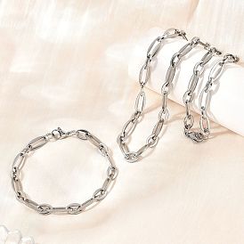 201 Комплект из ожерелья и браслета из нержавеющей стали с овальными звеньями для женщин