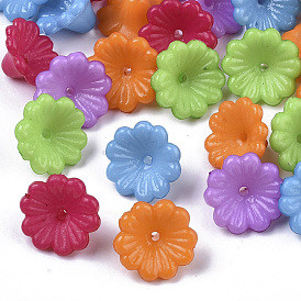 Opaque AS Plastic Bead Caps, 5-Petal, Flower