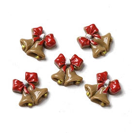 Christmas Opaque Resin Cabochons, Christmas Bell with Red Bowknot