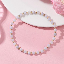 Браслеты из натуральных драгоценных камней и бусин для женщин, со стеклянными бисеринами, круглые