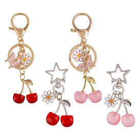 4 шт. 4 стили подвесные украшения из вишневой смолы и сплава, с металлическими застежками