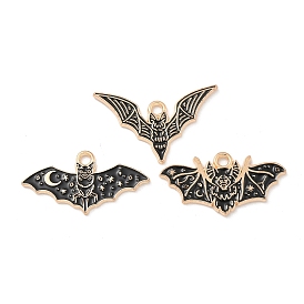 Alloy Enamel Pendants, Light Gold, Cadmium Free & Lead Free, Bat Charm