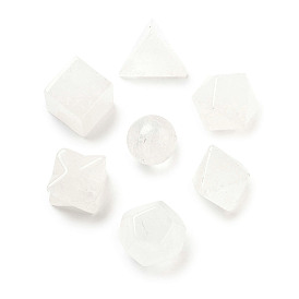 7Pcs Natural Quartz Crystal Beads, Rock Crystal, No Hole/Undrilled, Round & Cube & Merkaba Star, Mixed Shapes