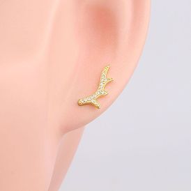 925 Silver Deer Antler Stud Earrings - Trendy and Versatile Fashion Jewelry