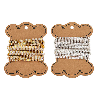 4 ярды 2 цвета латунные стразы стразы цепи, двухрядные цепочки для чашек со стразами, с карточной бумагой