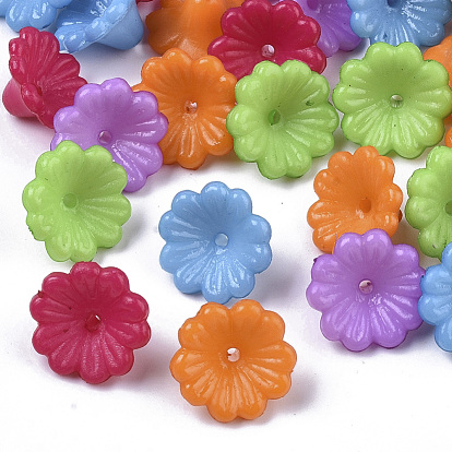 Opaque AS Plastic Bead Caps, 5-Petal, Flower