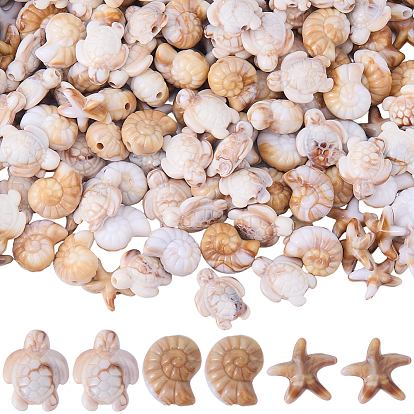 150 шт 3 стили непрозрачные акриловые бусины, цвет морской раковины