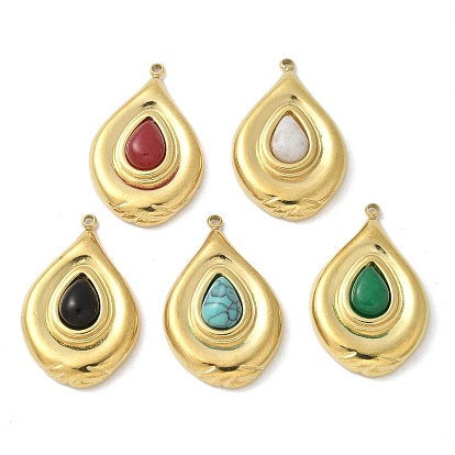 Драгоценный камень подвески, 304 подвески-слезинки из нержавеющей стали, реальный 18 k позолоченный