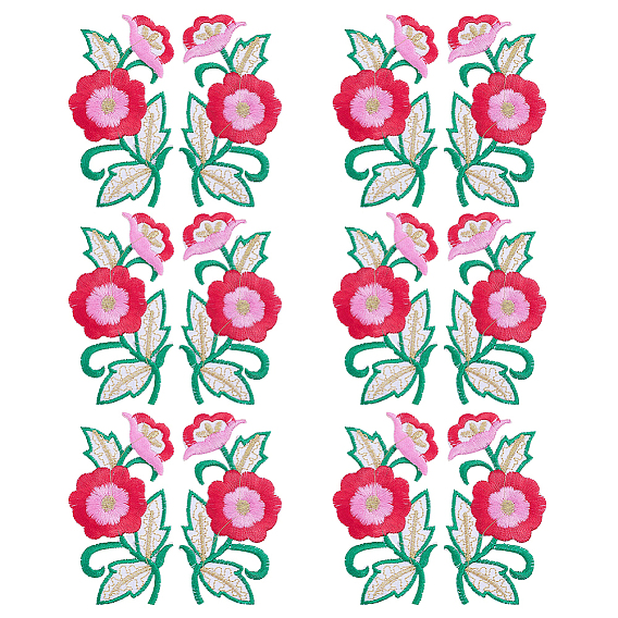 12 Stück Polyester-Baumwolle, computergesteuertes Stickgarn, zum Aufbügeln oder Aufnähen, Stoffapplikationen, Blume