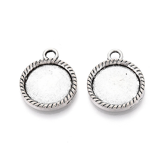 Сеттинги для кабошонов или кулона, сплав, тибетский стиль , без кадмия и без свинца, плоско-круглые