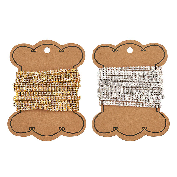 4 ярды 2 цвета латунные стразы стразы цепи, двухрядные цепочки для чашек со стразами, с карточной бумагой