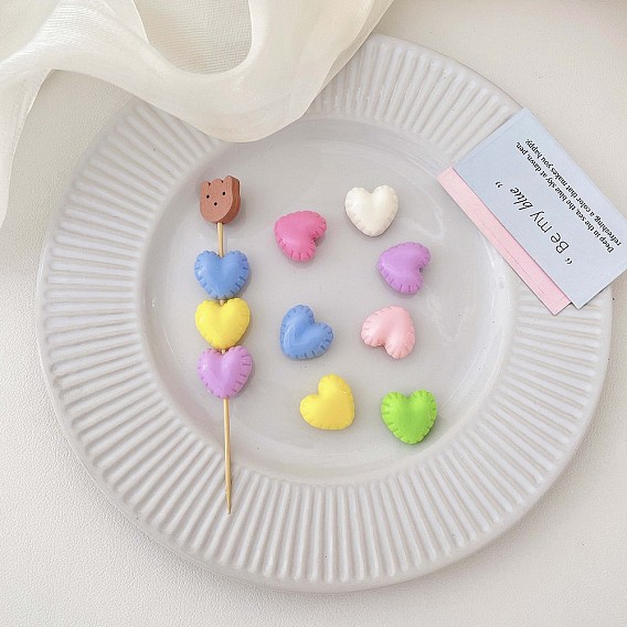 Opaque Acrylic Beads, Heart