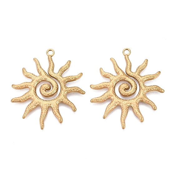 304 Stainless Steel Pendants, Spiral Sun Charms