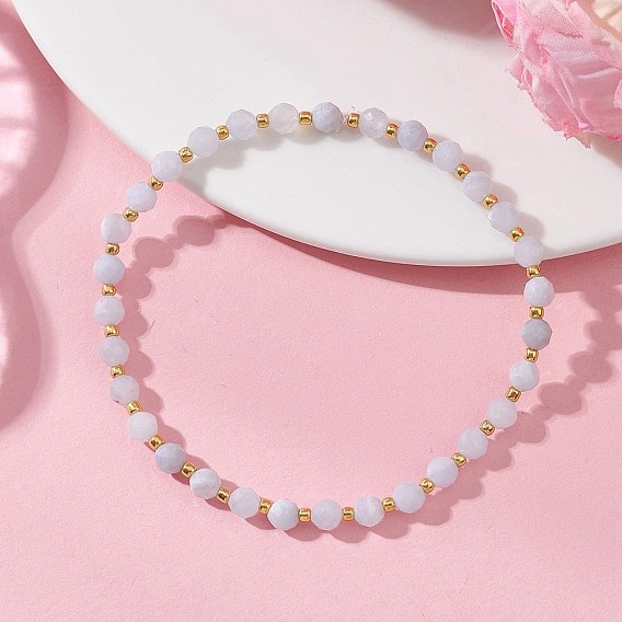 Браслеты из натуральных драгоценных камней и бусин для женщин, со стеклянными бисеринами, круглые