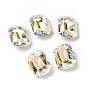 Cabujones de diamantes de imitación de vidrio estilo ab claro, espalda y espalda planas, Rectángulo