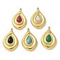 Драгоценный камень подвески, 304 подвески-слезинки из нержавеющей стали, реальный 18 k позолоченный