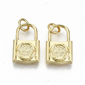 Pendentifs en laiton, avec des anneaux de saut, sans nickel, cadenas avec médaille de saint benoît / saint benoît