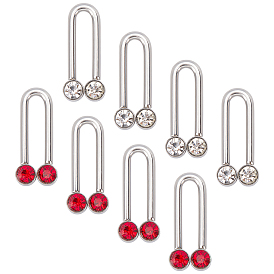 24Pcs 2 Colors 304 Stainless Steel Pendants, with Rhinestone