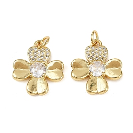 Латунные микро проложить кубического циркония подвески, клевер амулеты, без кадмия и без свинца, стойки покрытие, долговечный, с целью перехода в кольце