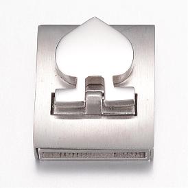 304 Stainless Steel Magnetic Clasps, Rectangle with Heart