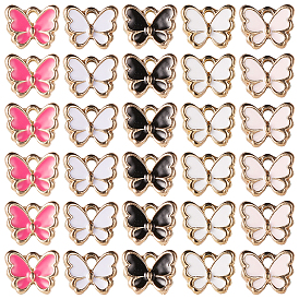 SUNNYCLUE Enamel Alloy Charms, Light Gold Plated, Butterfly