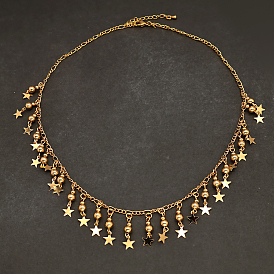 Элегантные латунные круглые звездочки-кисточки на шею для женщин