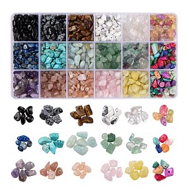 270G 18 Style Natural & Synthetic Gemstone and Shell Chip Beads, for Jewellery Making