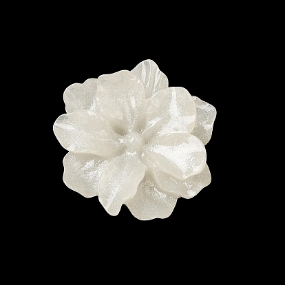 Cabujones de resina opaca y polvo de purpurina, flor de la camelia