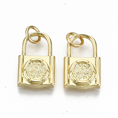 Pendentifs en laiton, avec des anneaux de saut, sans nickel, cadenas avec médaille de saint benoît / saint benoît