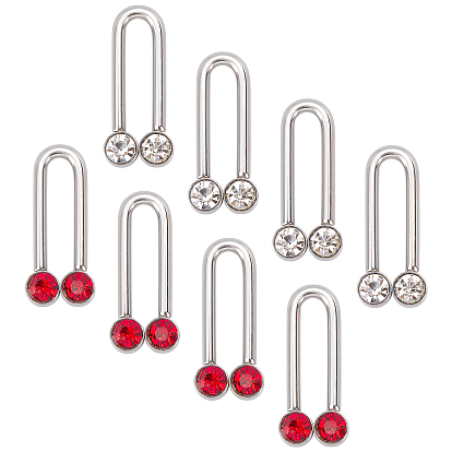 24Pcs 2 Colors 304 Stainless Steel Pendants, with Rhinestone
