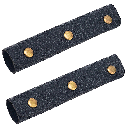 2шт. чехлы из искусственной кожи для ручек багажа, защита рукоятки, с латунной кнопкой, прямоугольные, для чемодана, сумочка, прямоугольные, античная бронза