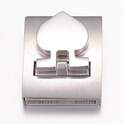 304 Stainless Steel Magnetic Clasps, Rectangle with Heart