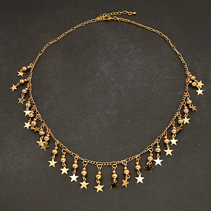 Элегантные латунные круглые звездочки-кисточки на шею для женщин