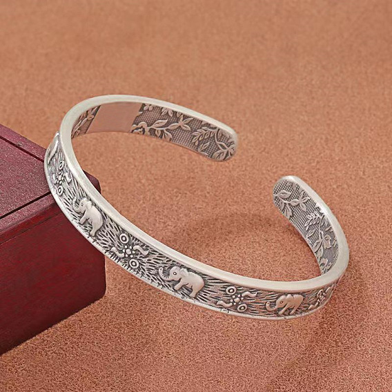 Браслеты-манжеты из сплава с рисунком слона в Таиланде для мужчин и женщин