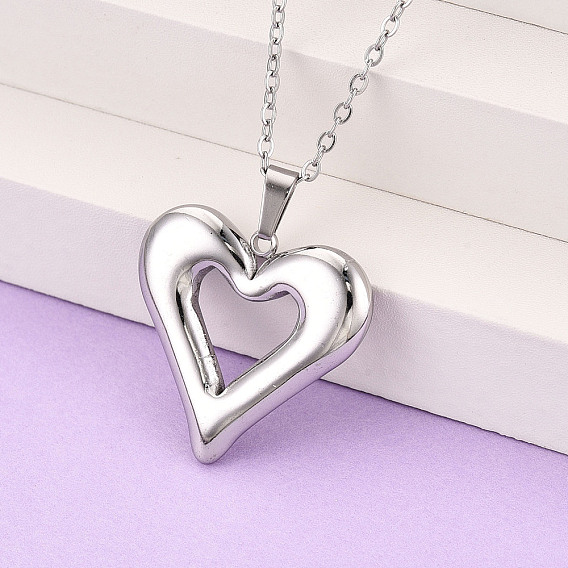 304 подвесные из нержавеющей стали ожерелья, сердце, ионное покрытие (ip)