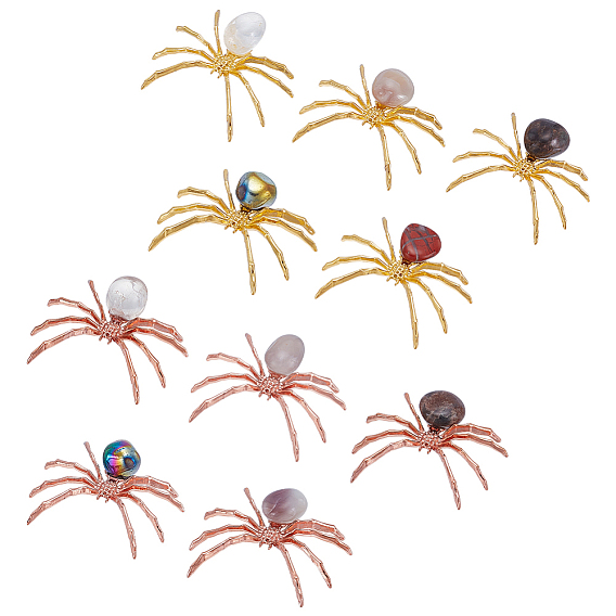 10 шт. украшения из сплава натуральных и синтетических драгоценных камней в виде пауков, для украшения рабочего стола домашнего офиса