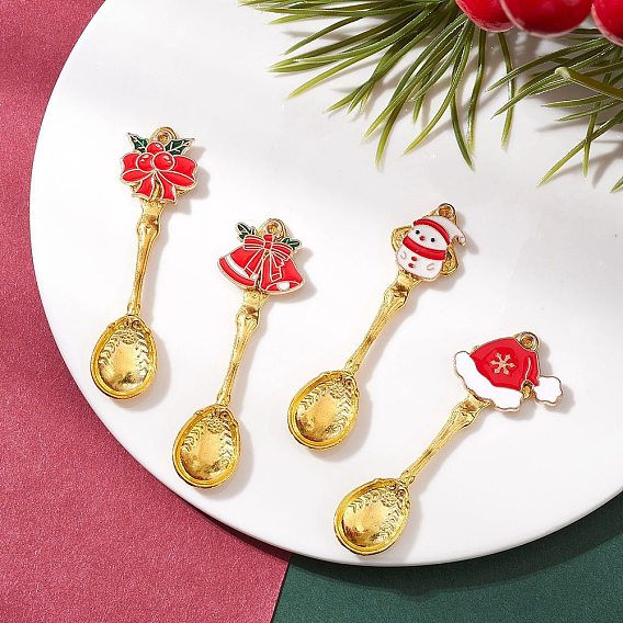 4 шт. рождественские подвески-ложки из эмалированного сплава, для украшения рабочего стола домашнего офиса