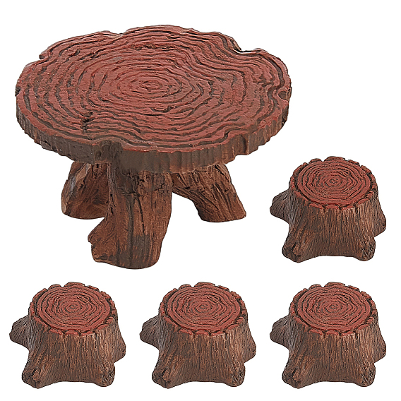 1 комплект стульев и стола из пеньков из искусственной смолы, микропейзаж мебель для дома аксессуары для кукольного домика, притворяясь опорными украшениями