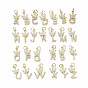 Brass Micro Pave Clear Cubic Zirconia Pendants, with Jump Ring, Nickel Free, Letter, Golden