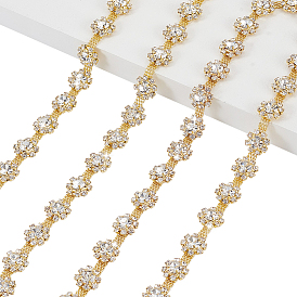 2ярды сплава стеклянных цепочек со стразами, с карточной бумагой, цветок