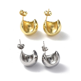 Brass Oval Dome Stud Earrings for Women