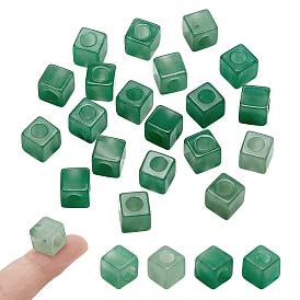 20Pcs Natural Gemstone European Beads, Large Hole Beads, Cube
